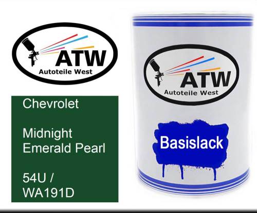 Chevrolet, Midnight Emerald Pearl, 54U / WA191D: 500ml Lackdose, von ATW Autoteile West.